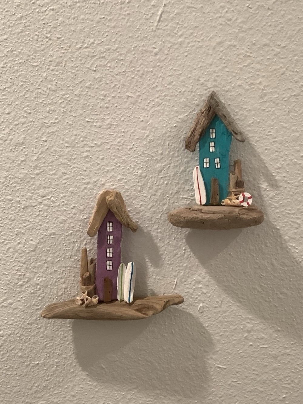 Driftwood Art, Pair of Driftwood Beach Houses, Driftwood Beach Art,Coastal Decor